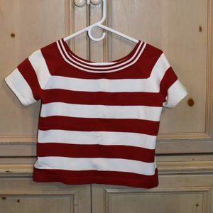 Red and White Cotton Crop Top